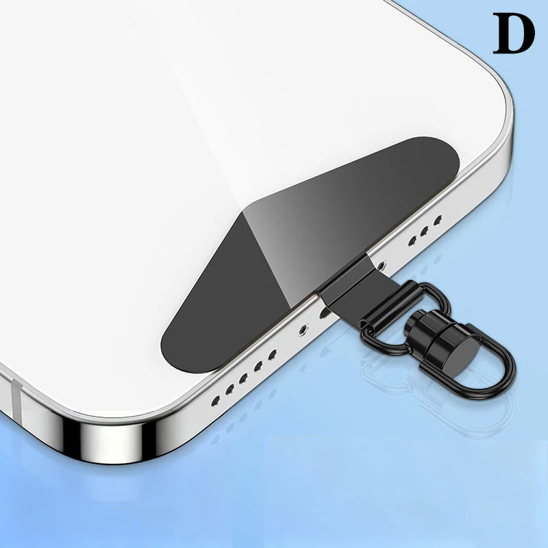 Steel Phone Lanyard Gasket Patch Anti-lost Anti Fall Mobile Phone Rope Card Metal Clip Strap Hang Cord Tab Accessories Peaceful Pleasures Health and Wellness D Black