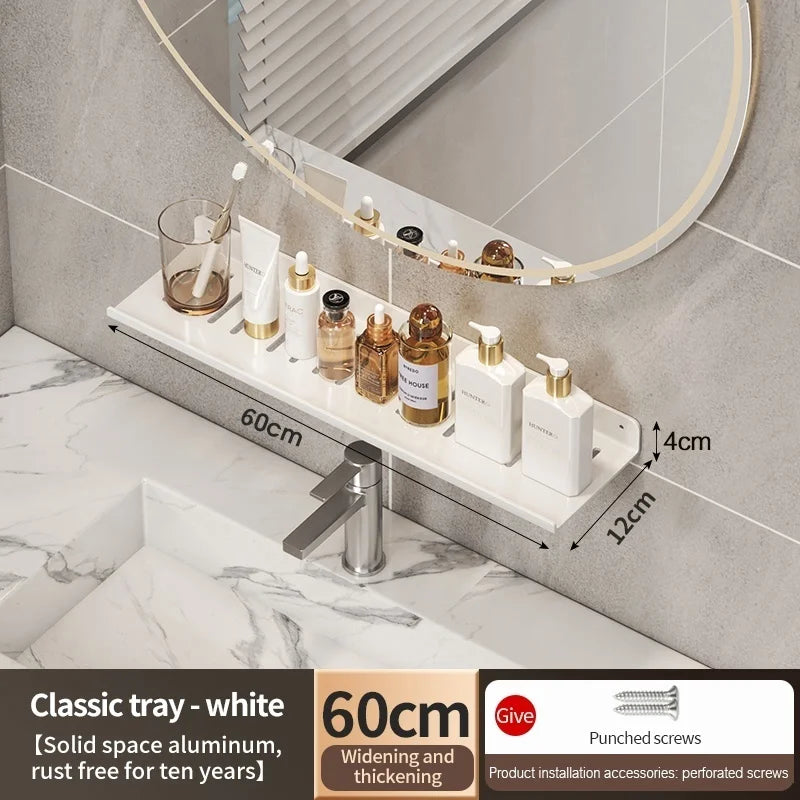 Space Aluminium Bathroom Faucet Storage Tray & Washbasin Rack