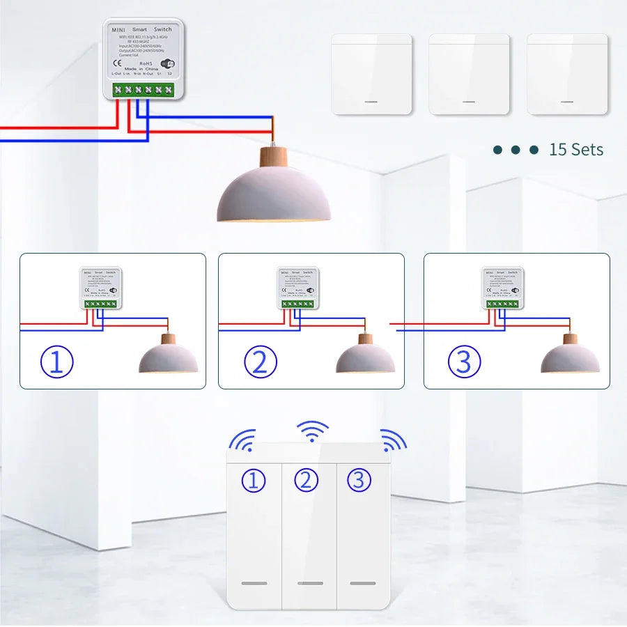 Tuya WiFi Smart Switch 1/2/3 Gang 433MHz | Alexa Google