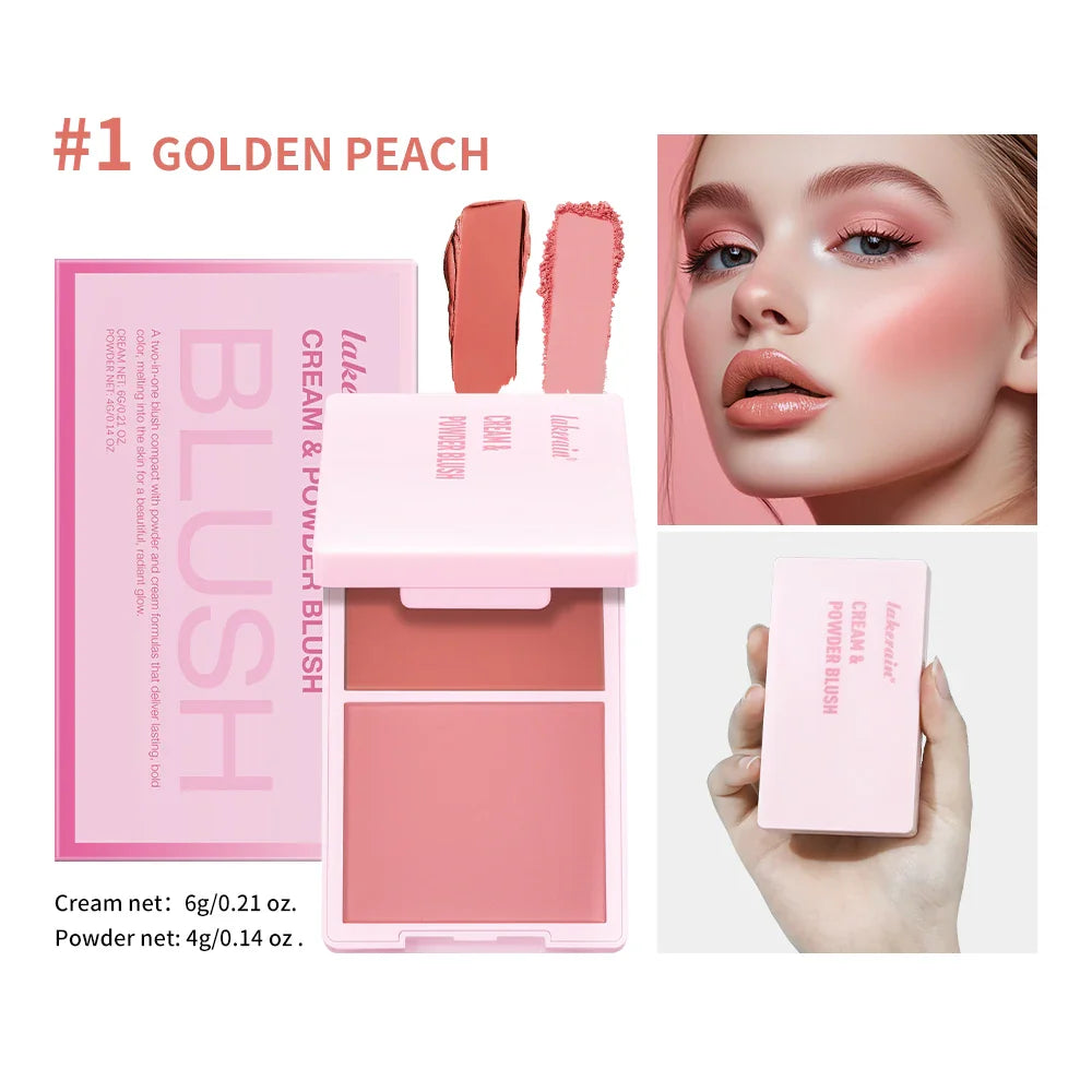 Lakerain 2-in-1 Cream & Powder Blush – High Pigment, Long-Lasting