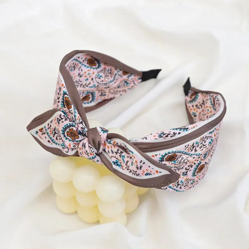 Floral Paisley Bohemian Rabbit Ear Headband | Stretchy
