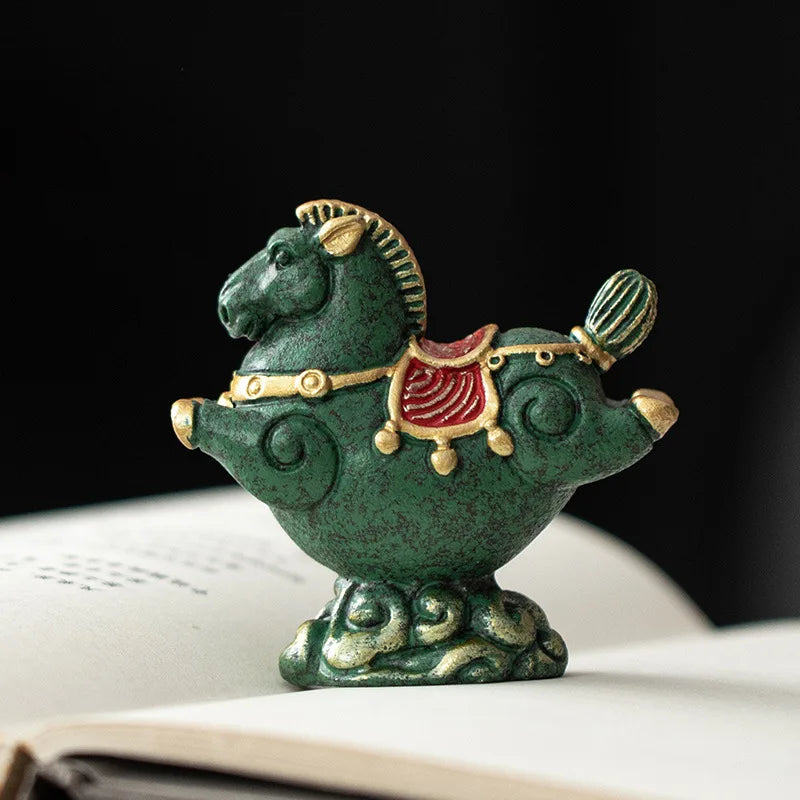 Flying Horse Green Sandstone Tea Pet Figurine | Luck & Wealth Tea Pet Figurine Peaceful Pleasures Health and Wellness