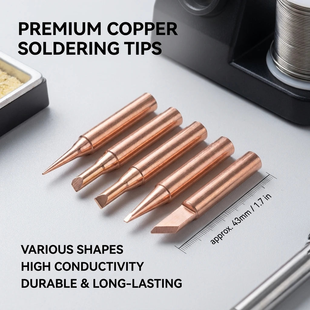 5-Pc 900M Pure Copper Soldering Iron Tips Set for 936 Station