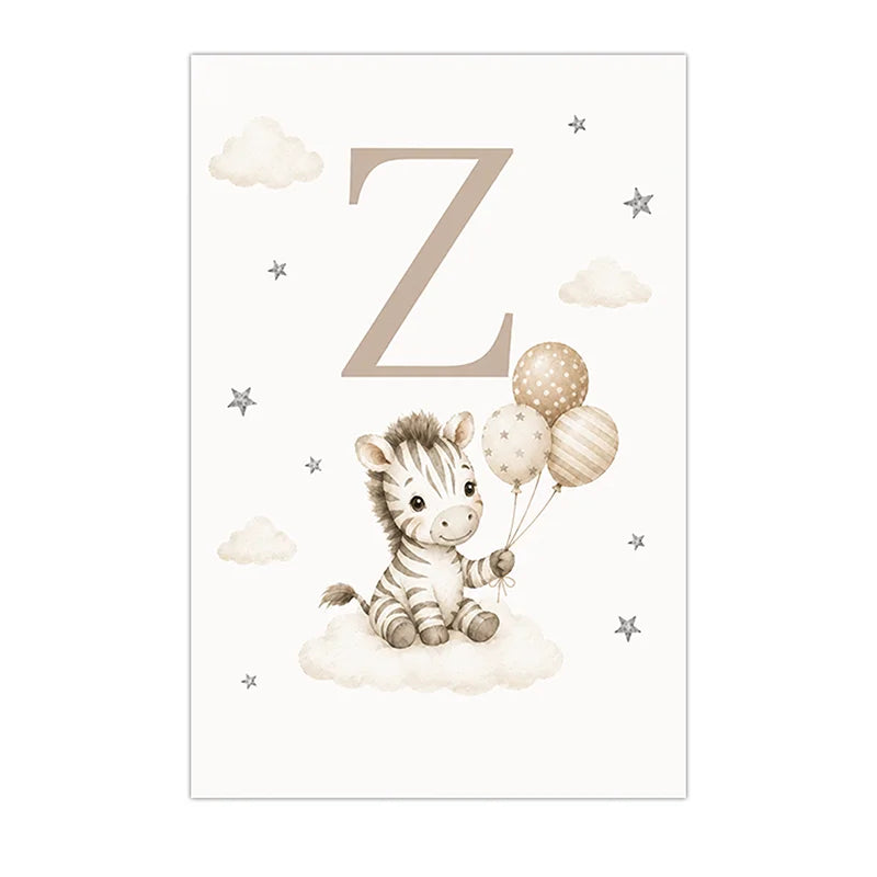 Custom Alphabet Wall Art Cute Animal Letter Canvas Painting Nursery Poster Print For Kids Room Wall Decor Peaceful Pleasures Health and Wellness