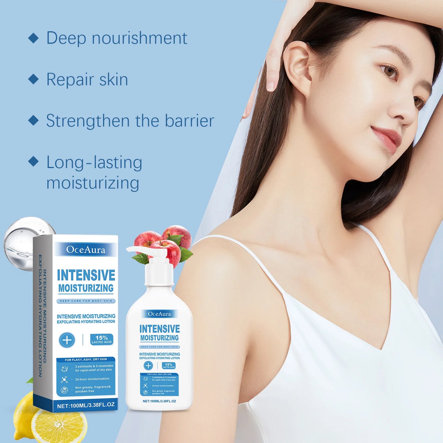 OceAura Intensive Body Lotion – Lactic Acid & Ceramide Moisturizer