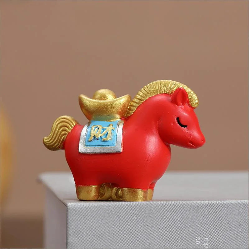 Red Resin Horse Figurine | Chinese Zodiac Good Luck Ornament