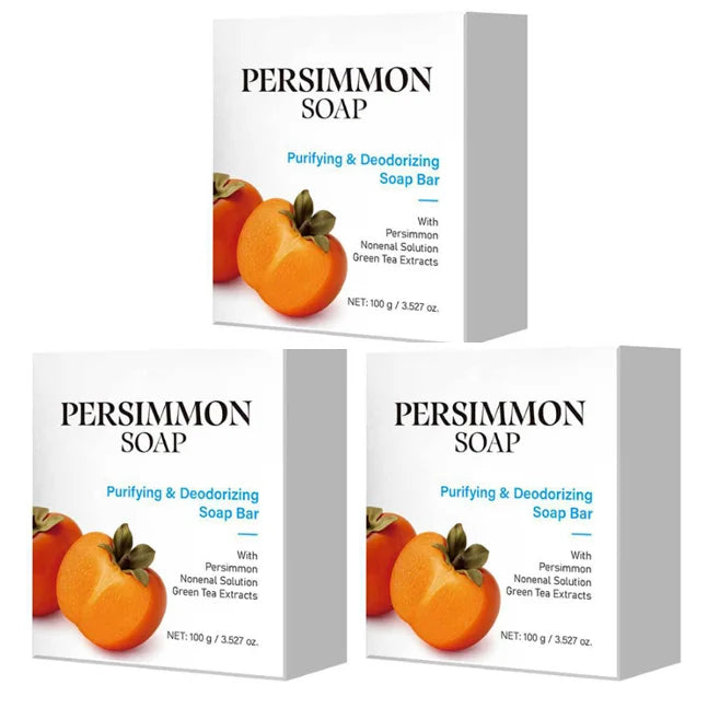 Japanese Persimmon Soap Brand Natural Gentle Cleansing Body Deodorant Soap Suitable For All Skin Types Moisturizing Cleans Soap Peaceful Pleasures Health and Wellness 3pcs