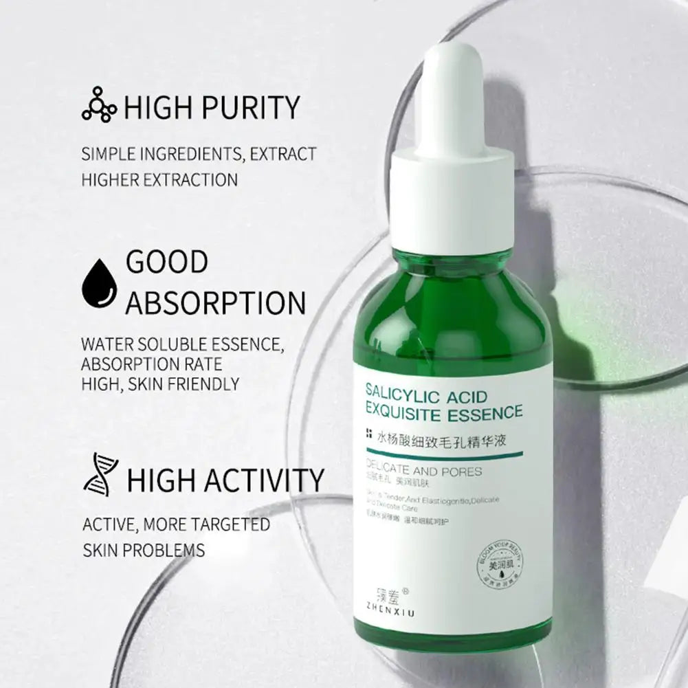 30ml Salicylic Acid Delicate Pore Facial Essence Hydrating Moisturizing Gentle Care Shrinking Pore Water Light Beauty Face Serum Peaceful Pleasures Health and Wellness