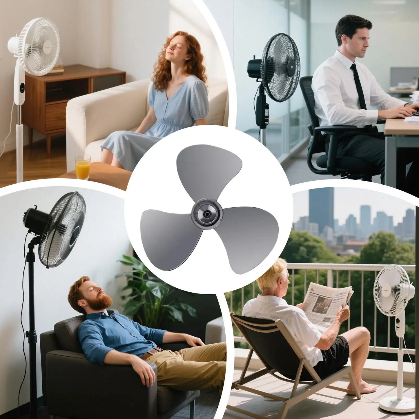 16 Inch Fan Blade Replacement with Nut Cover, Universal Wind Blower Leaf for Stand Fan, Home Bedroom Classroom Garage Patio Use Peaceful Pleasures Health and Wellness