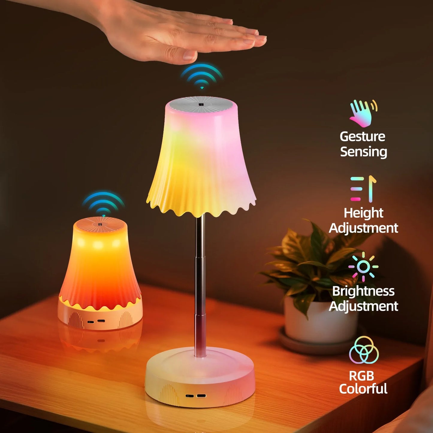 GGbingo Strectchable RGB LED Night Lamp Hand Gesture Sensor Creative Night Light Dorm Room Bedside Lamp USB Charging 2600mah Peaceful Pleasures Health and Wellness