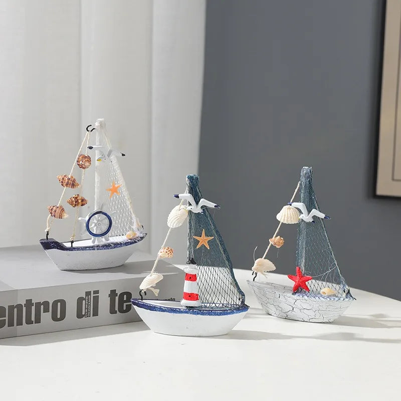 Sailboat Craft Ornament Online Store Photography Prop Cake Decoration Creative Home Mini Sailboat Figurine Desk Decoration decor Peaceful Pleasures Health and Wellness