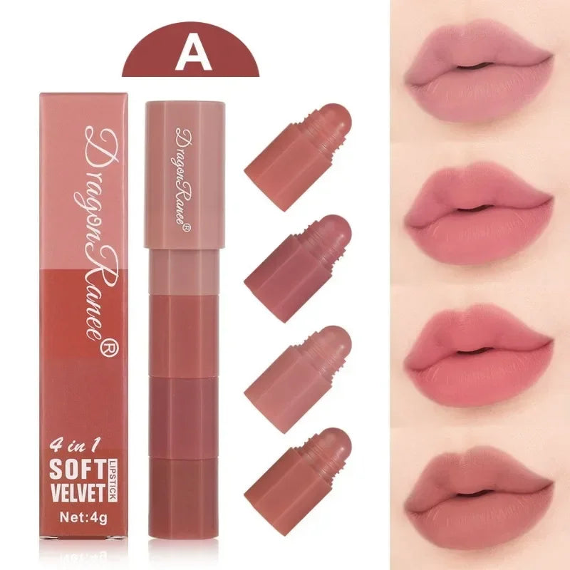 5-in-1 Matte Lipstick Crayon Set | Velvet Lip Tint Kit 5 Pcs