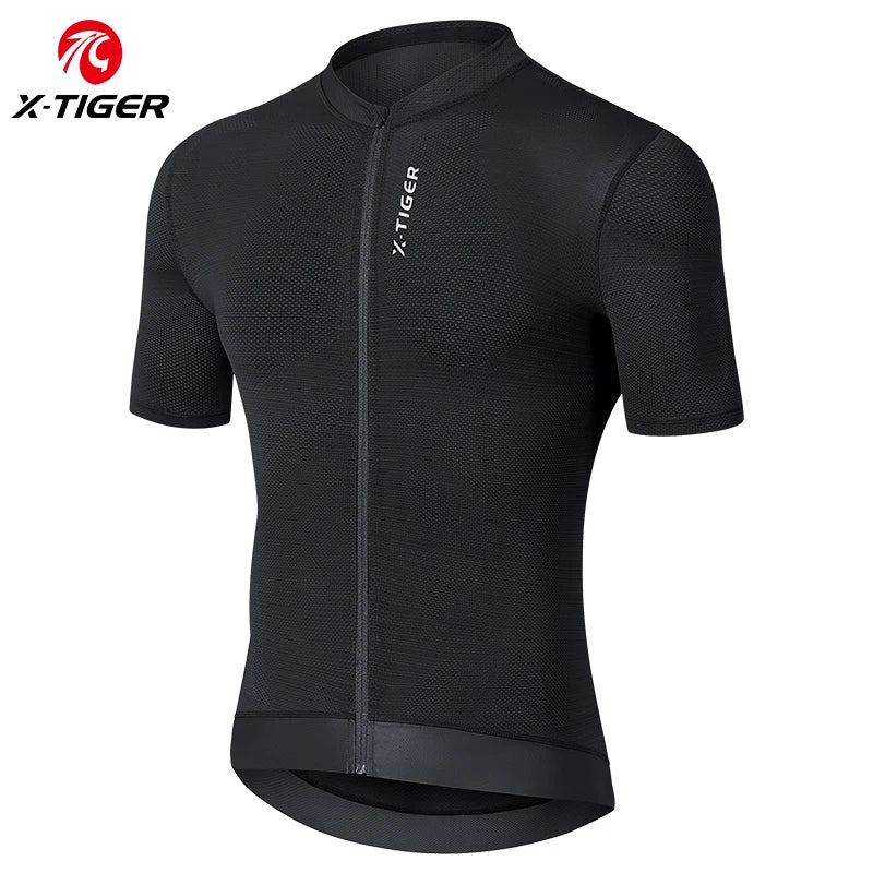X-TIGER Men's Short Sleeve Cycling Jersey | Full Zip & Pockets