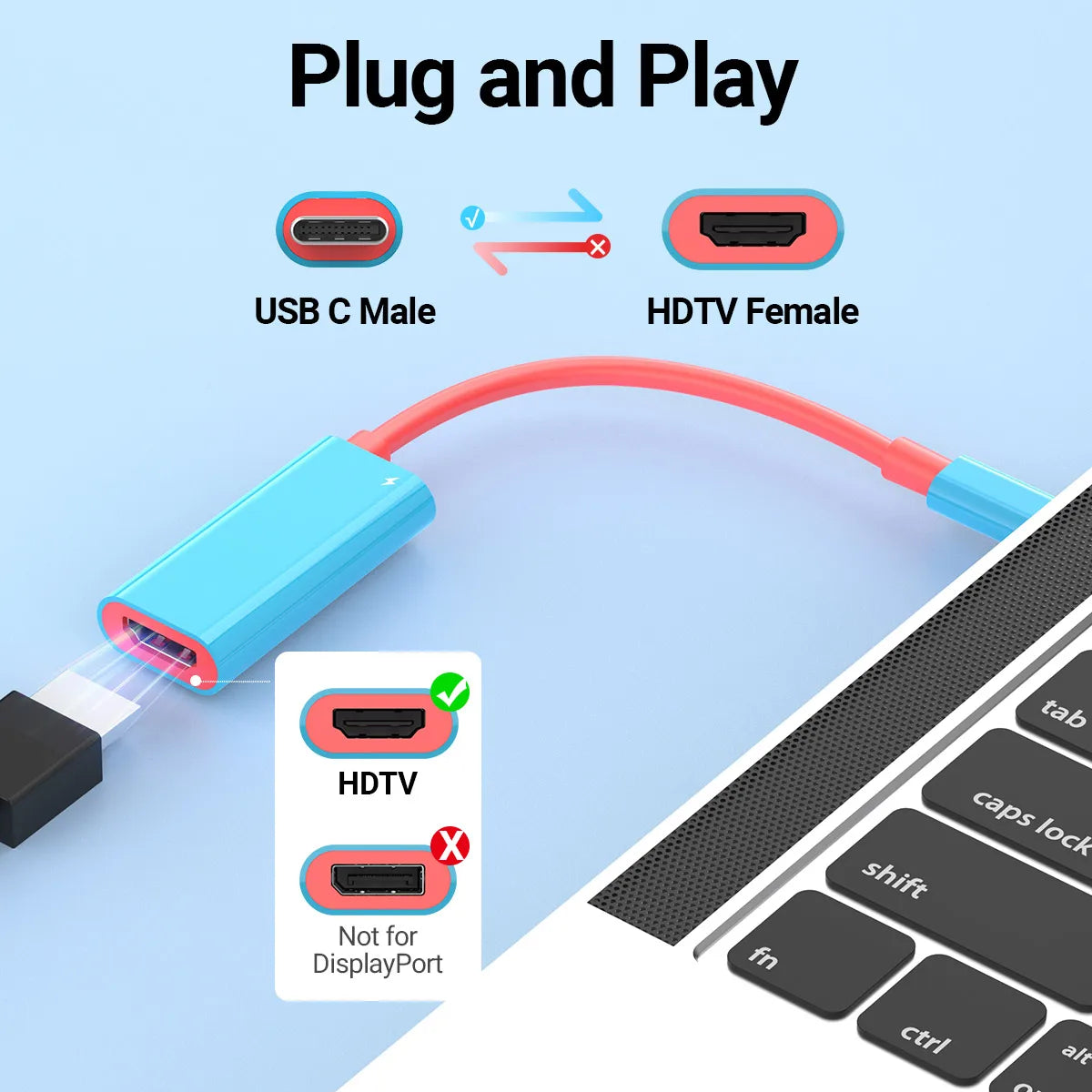 USB-C to HDMI 4K Adapter PD 100W | Switch, iPad Pro, Laptop