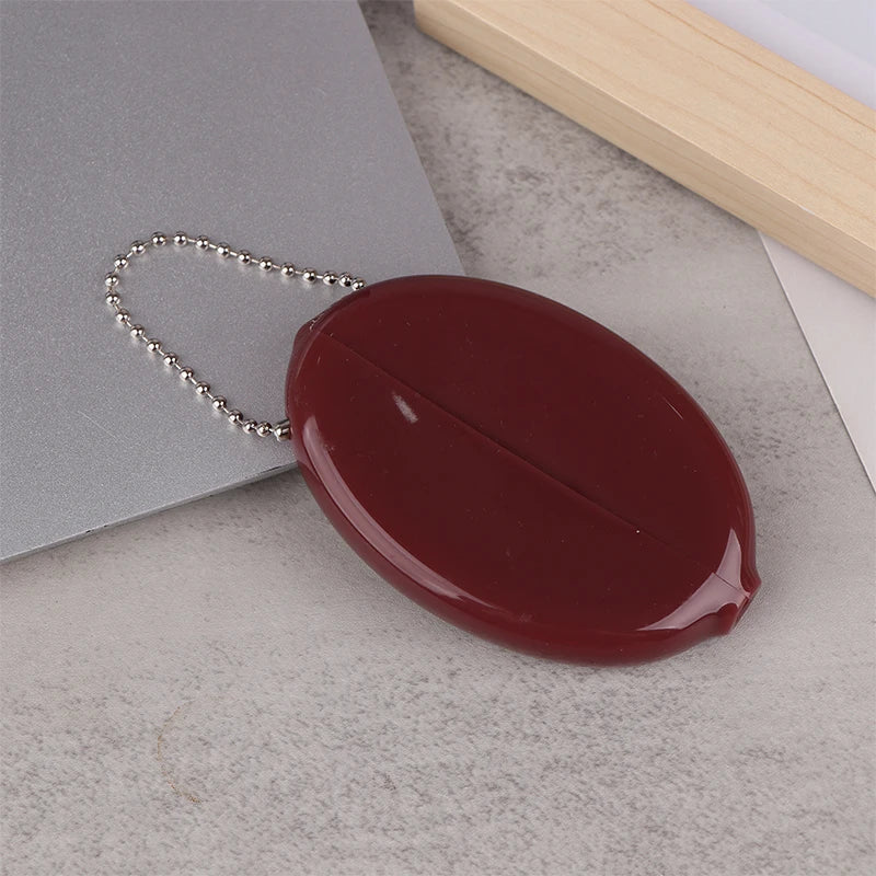 Oval PVC Coin Purse with Chain – Mini Jewelry & Coins Bag