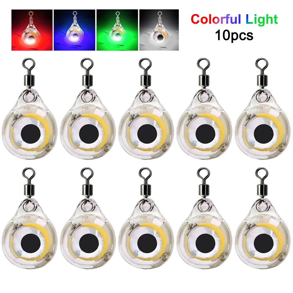 LED Fishing Lure Light Mini Deep Drop Underwater Eye Shape Fish Attracting Indicator Lure Led Flash Light For Fishing Tool Peaceful Pleasures Health and Wellness Multicolor 10PCS