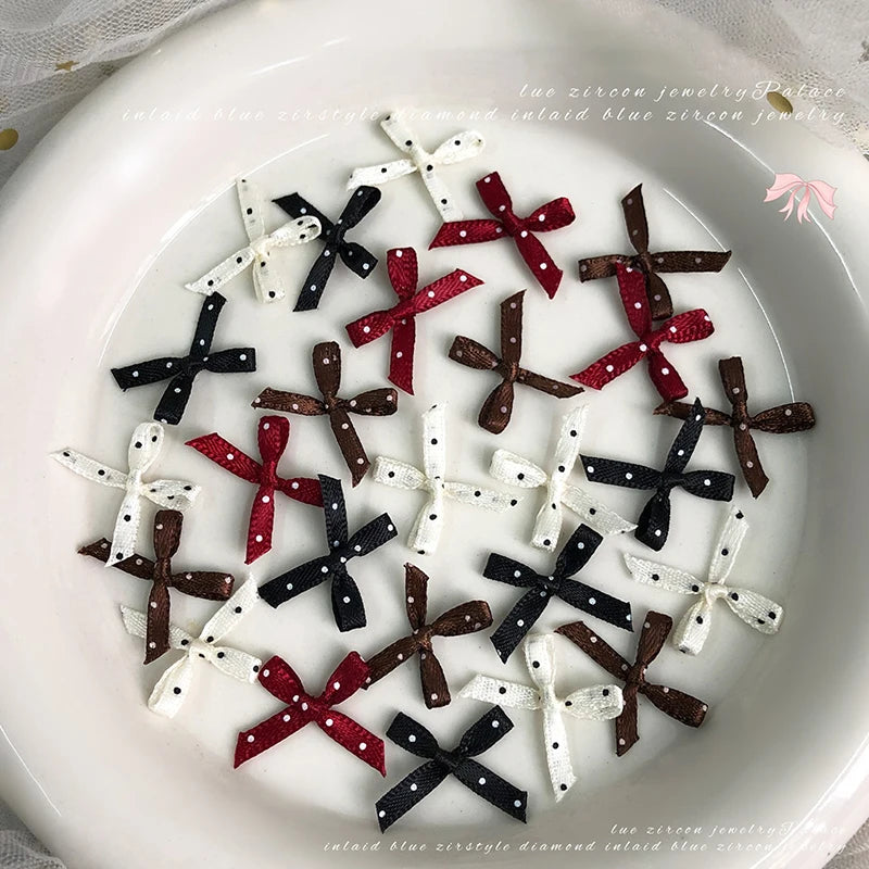 20Pcs Wave Dot Fabric Bowknot Bow Tie Charm Nail Art Jewelry Nail Ornament DIY Fairyism Nail Parts Accessories False Nails Decor Peaceful Pleasures Health and Wellness