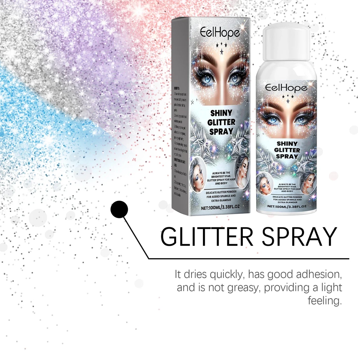 Eelhope Body & Hair Glitter Spray – Shimmer Highlighter 100ml