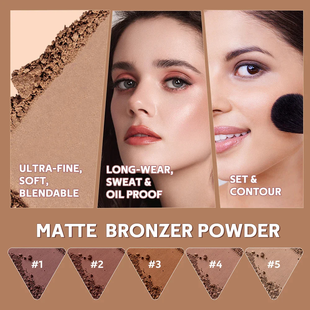 Matte Bronzer Powder – Waterproof, Oil Control & Long-Lasting