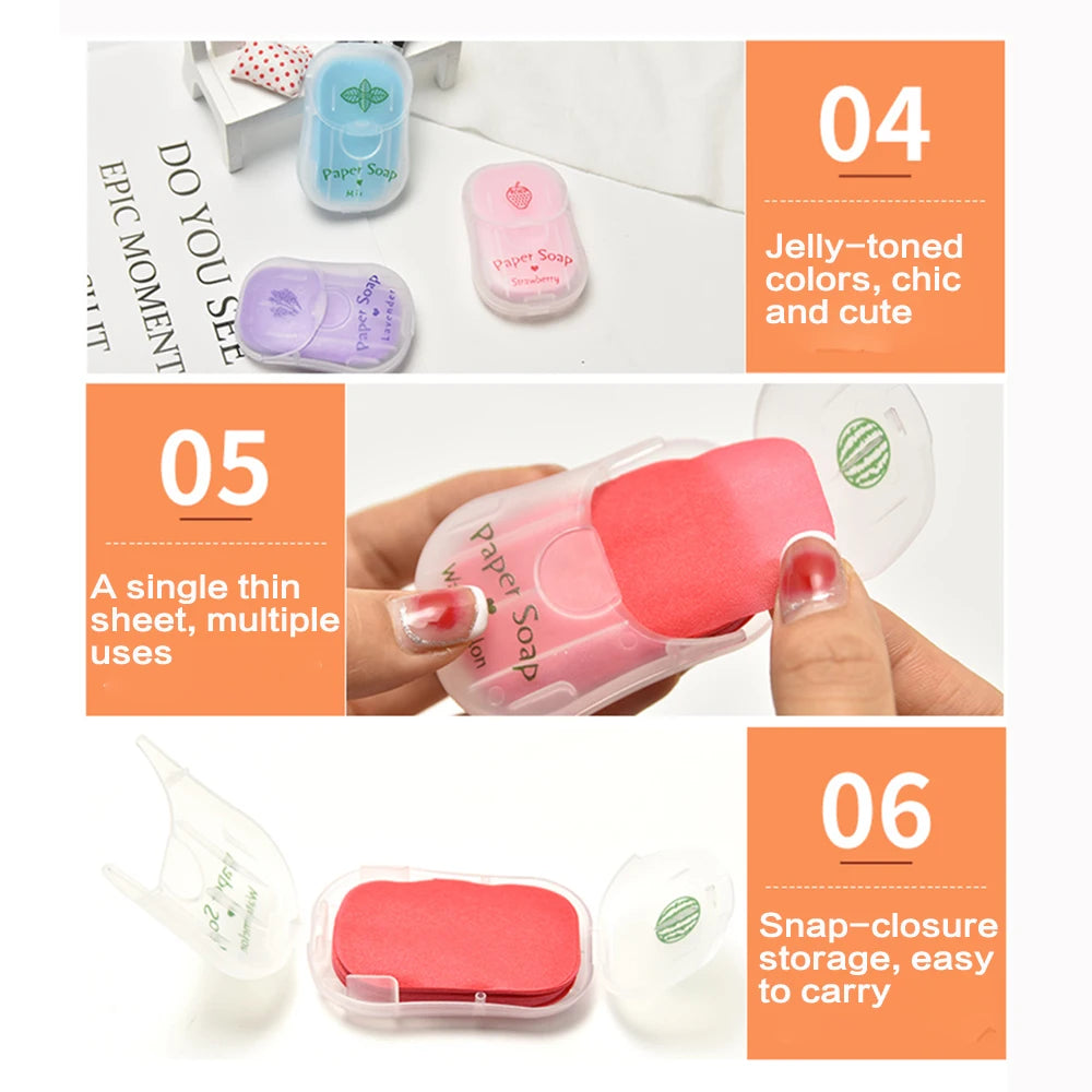 Portable Hand Soap Sheets for Travel | Dissolving Cleanser Wipes | Alcohol-Free | On-the-Go 50 sheets/box Peaceful Pleasures Health and Wellness