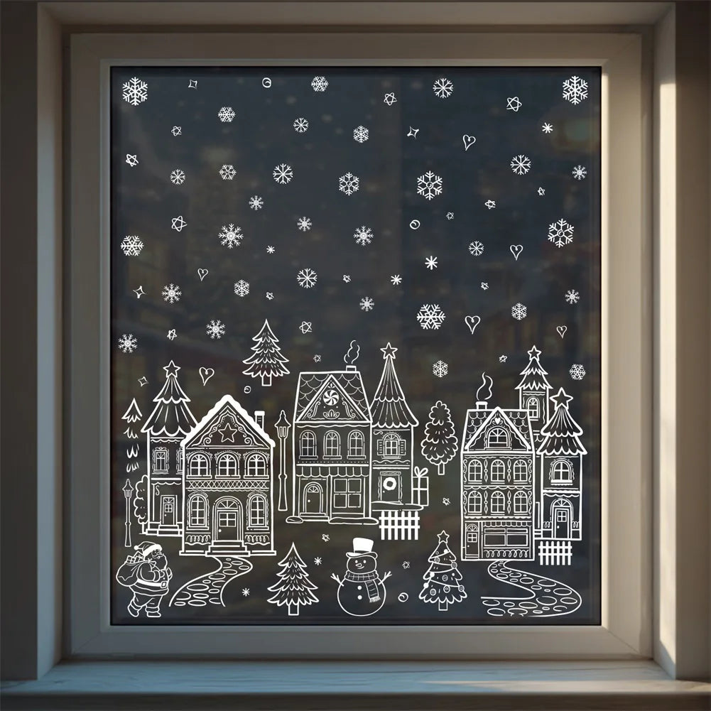 Snowman Christmas Window Clings & Removable Xmas Wall Decals