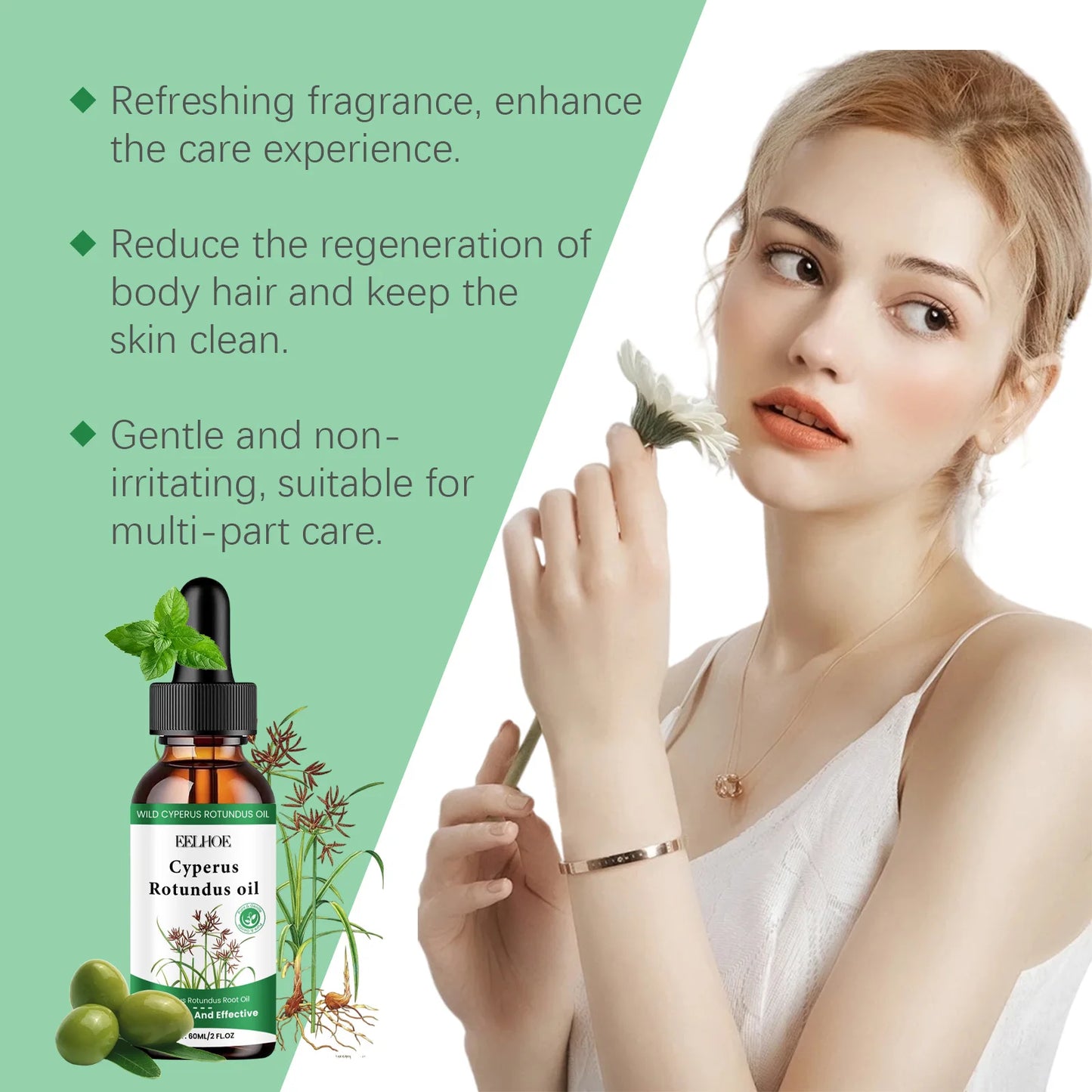 EELHOE Cyperus Rotundus Hair Inhibitor Oil 60ml | Skin Care
