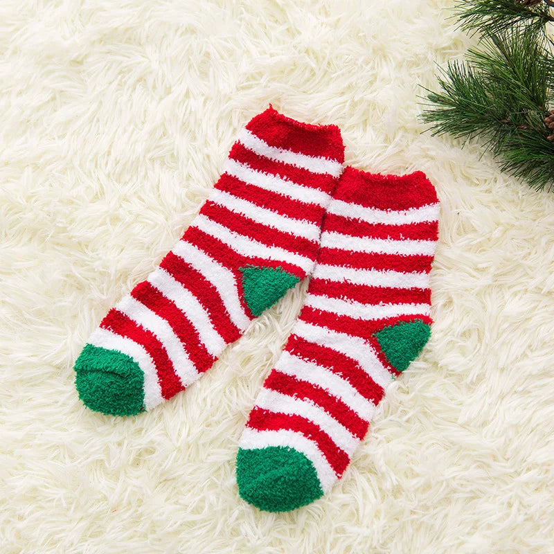New Creative Design Winter Socks Coral Velvet Christmas Socks Children Santa Claus Home Warm Floor Socks Elk Cartoon Sleep Socks Peaceful Pleasures Health and Wellness A One Size