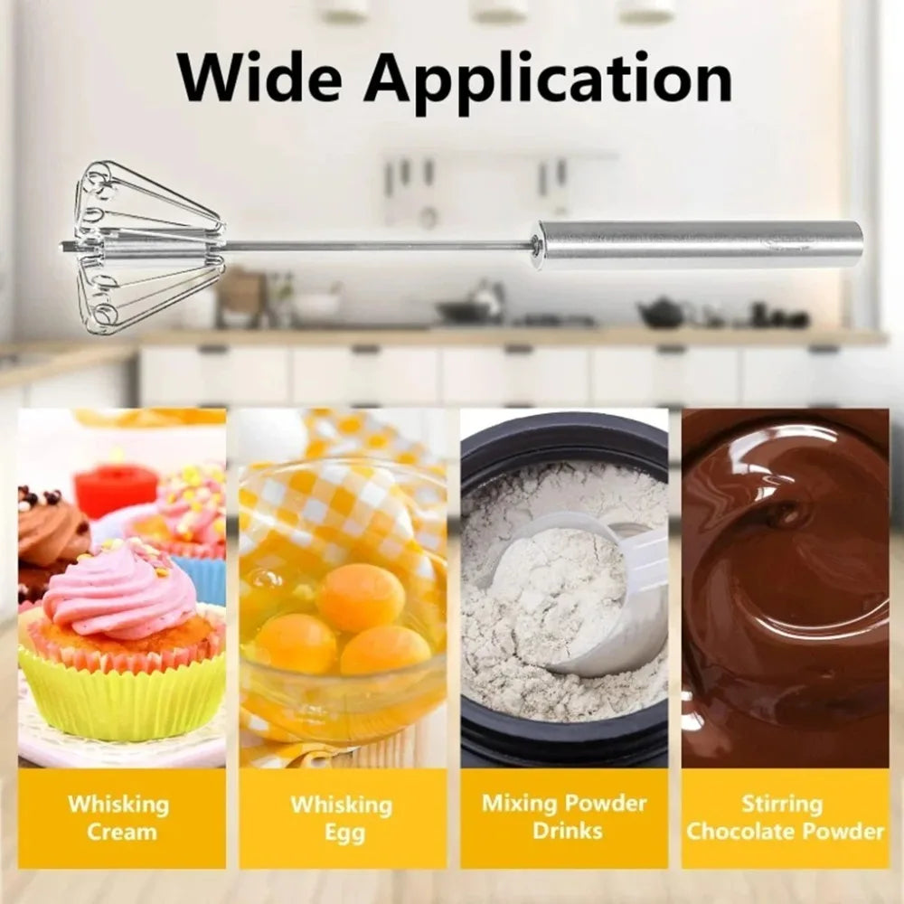 Semi-Automatic Stainless Steel Hand Whisk & Egg Beater