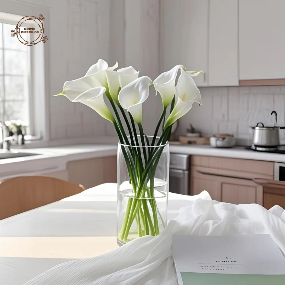 13pc Artificial Calla Lily Bouquet – PU Touch Wedding & Home Décor