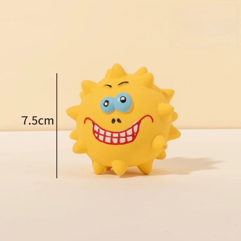Cute Cartoon Big-Eyed Dog Sound Dog Toy Eco-Friendly Latex Interactive Pet Toy Ball Fun To Relieve Boredom Peaceful Pleasures Health and Wellness C