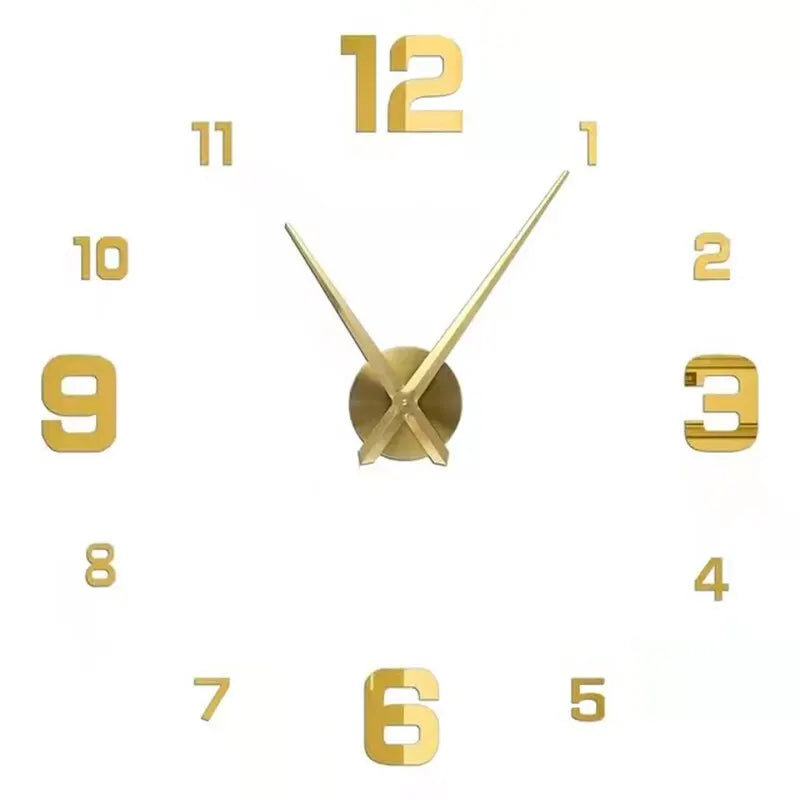 Large 3D DIY Acrylic Wall Clock – Modern Quartz Mirror Sticker Clock for Living Room & Home Décor | 40–130cm