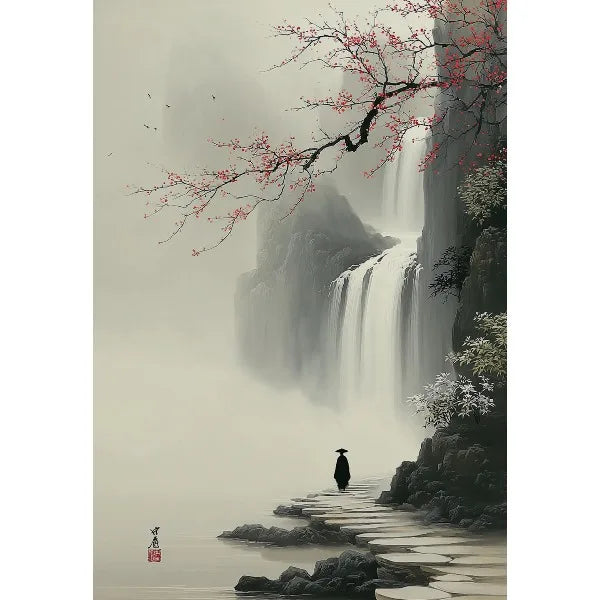 Japanese Ukiyo-e Zen Mountain Canvas Wall Art Print | Landscape
