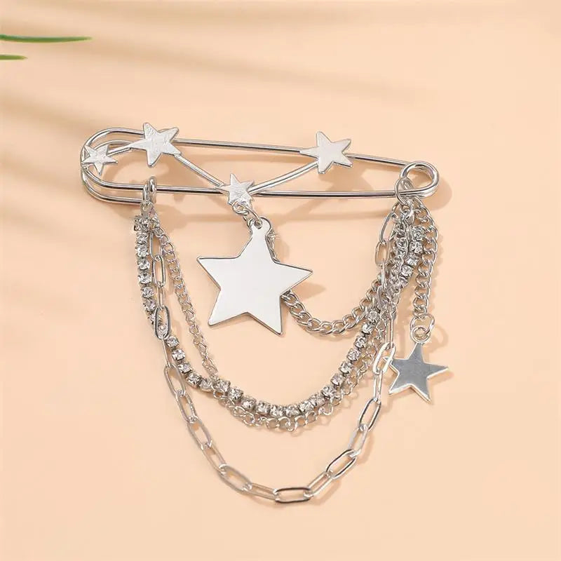 Retro Star Pearl Tassel Brooch Pin | Elegant Women's Accessory