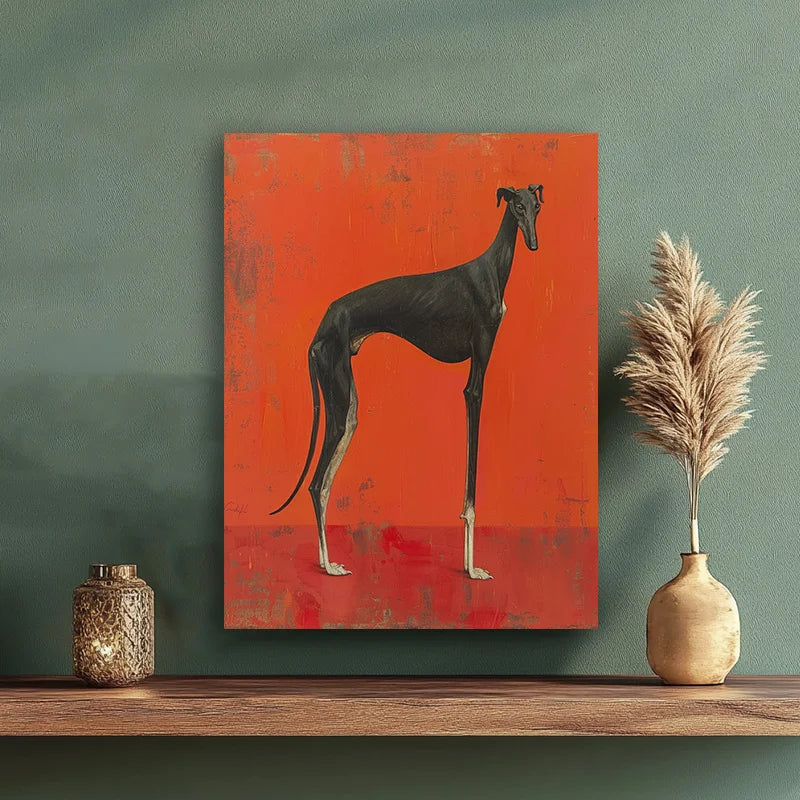 Minimalist Charm, Chic Black Greyhound Canvas Art Print Frameless Wall Decor for Living Room, Bedroom, Office Canvas Poster Peaceful Pleasures Health and Wellness