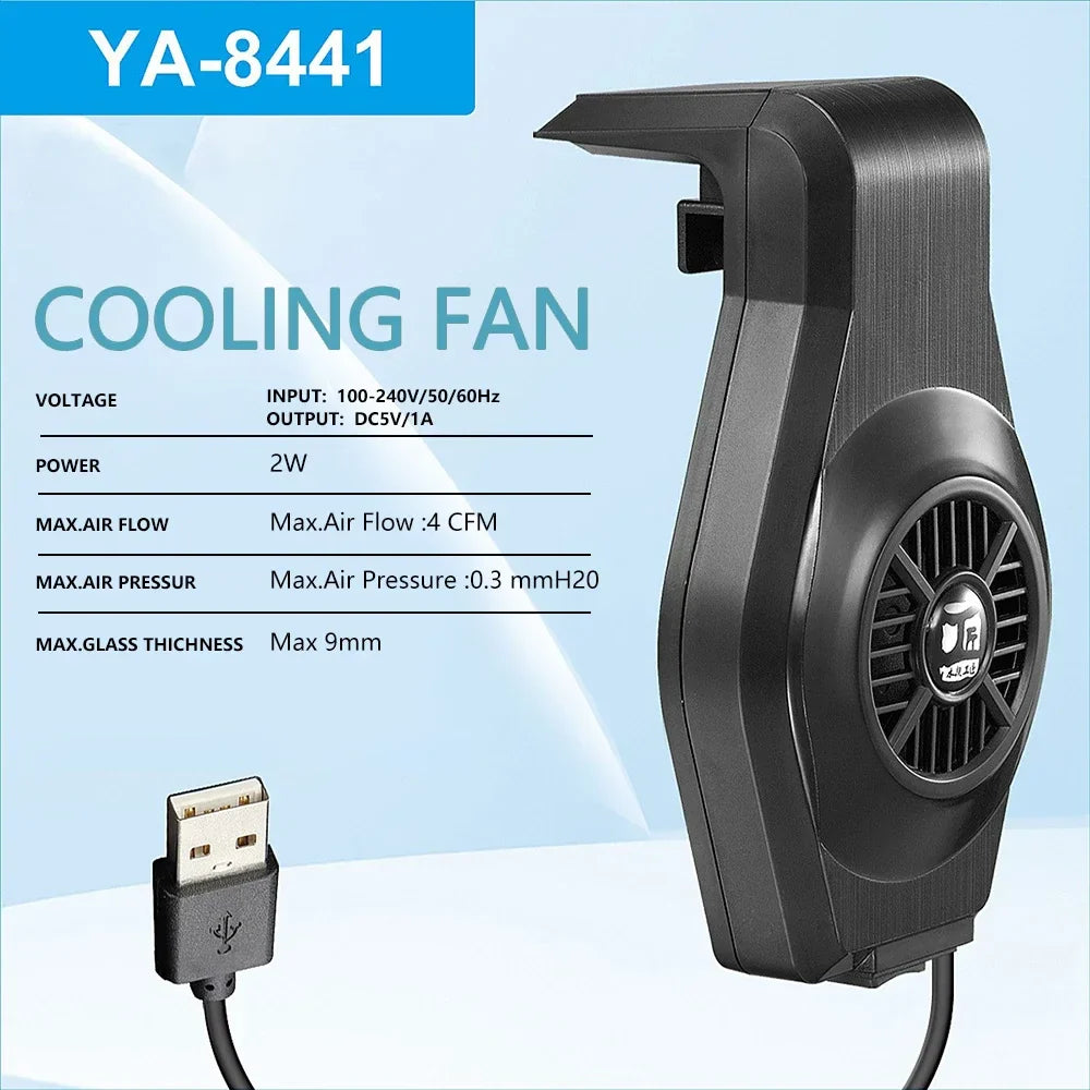 Wall-Mount Aquarium Cooling Fan | USB Fish Tank Air Chiller