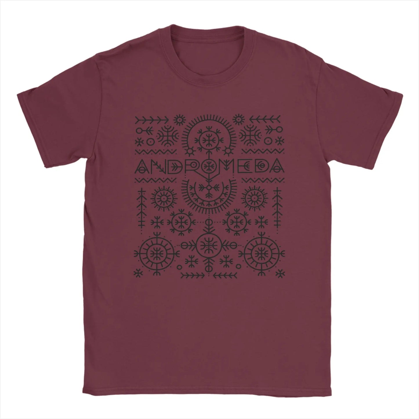 Men T-Shirt Andromeda Unique 100% Cotton Tees Short Sleeve Lelek Eurovisions 2026 T Shirts Crewneck Tops Gift Peaceful Pleasures Health and Wellness Burgundy XL