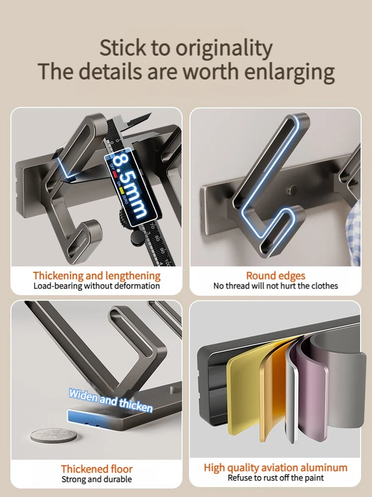 YUNJIEYA 6-Hook Aluminum Wall Hook | Robe & Door Hanger