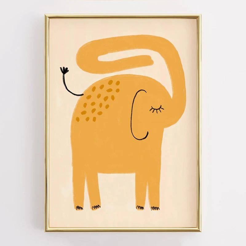 Nordic Cute Elephant Nursery Poster Minimalist Animal Print Playful Safari Wall Art Picture for Living Room Cuadros Home Decor Peaceful Pleasures Health and Wellness