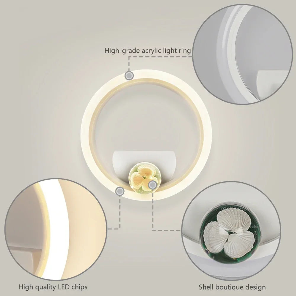 Modern LED Ring Wall Lamp | Minimalist Bedroom & Living Room