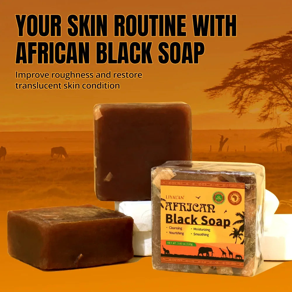 African Black Soap 2-Pack – Shea Butter & Palm Oil Bar Peaceful Pleasures Health and Wellness