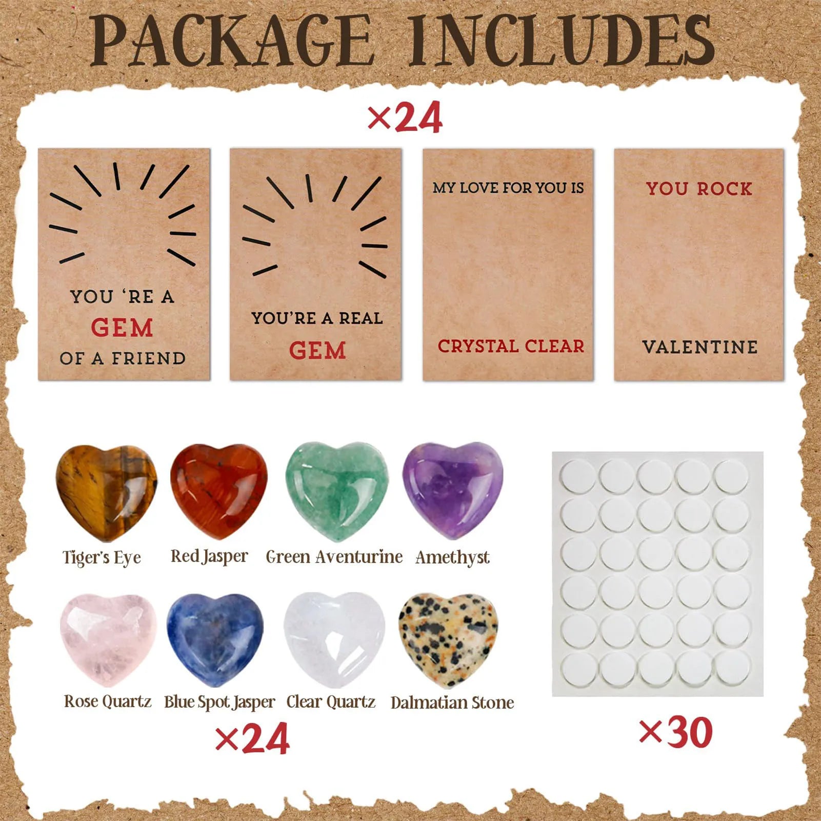 Creative Cards with Heart Shape Crystal Stones Sweet Delicate Exquisite Craftasmanship Gift Cards for Present Blessing Cards Peaceful Pleasures Health and Wellness