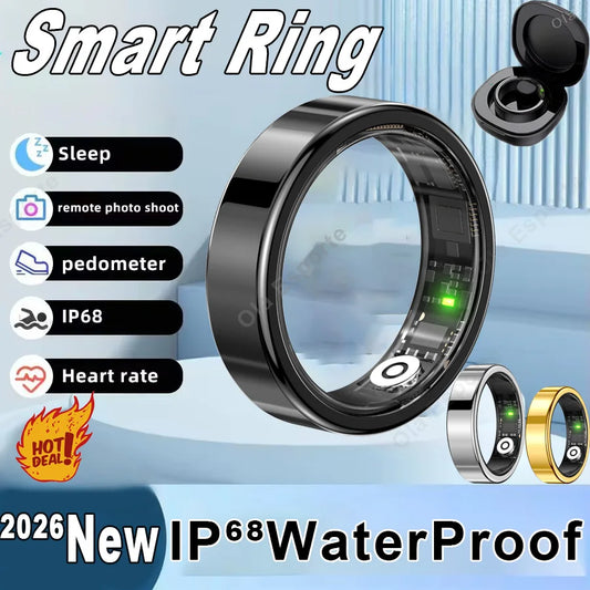 Smart Ring 2026 Men Women New IP68 WaterProof Heart Rate Blood Pressure Blood Oxygen Sleep Monitoring Multi-Sport Mode Smartring Peaceful Pleasures Health and Wellness