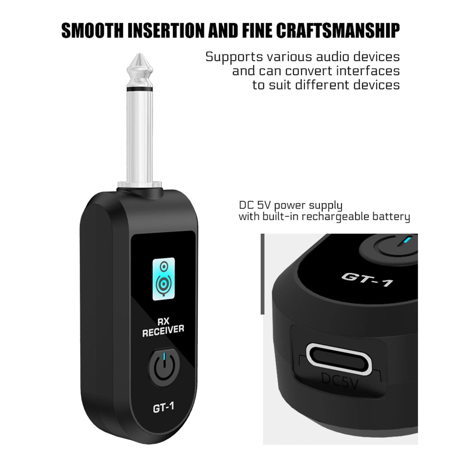 20CH 2.4G Wireless Instrument Audio Transmission System Anti-Interference 30-50M Range Hi-Fi 48K/16bit for Electric Instruments Peaceful Pleasures Health and Wellness
