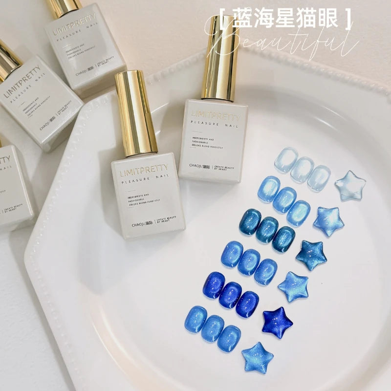 Ocean Blue Cat Eye Gel Polish | Glass Bead Magnetic UV LED
