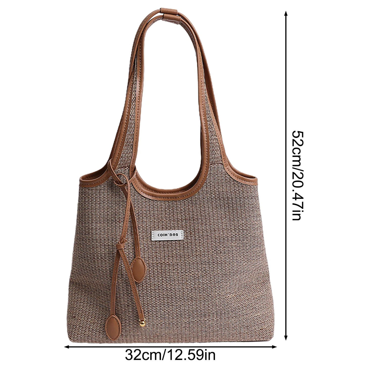 Striped Canvas Tote Bag for Women Large Capacity Shoulder Crossbody Bag Fashion Commute School Bag Peaceful Pleasures Health and Wellness