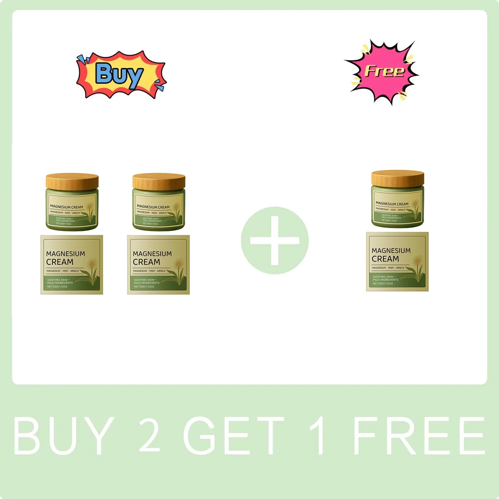 Magnesium Cream Reduce Redness Soothing Skin Relief Muscle Tension Fatigue Reduction Wrist and Knee Arnica Massage Care Cream Peaceful Pleasures Health and Wellness Buy 2 Get 1 Free