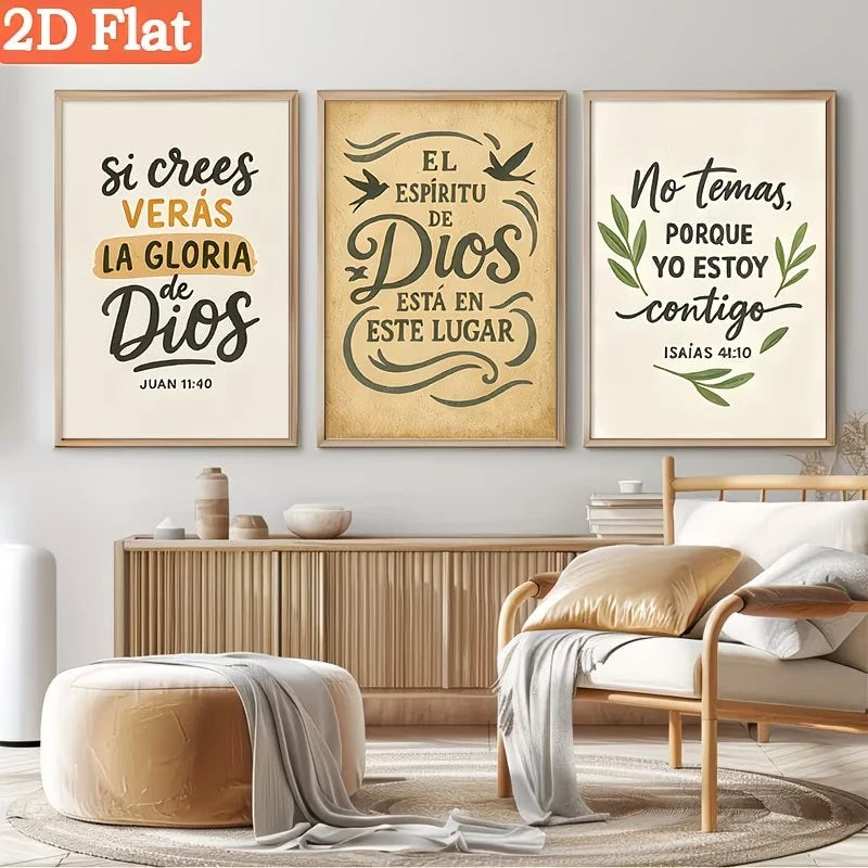 3-Piece Spanish Scripture Canvas Wall Art | Bible Verse Prints