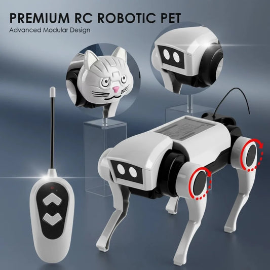 2 In 1 DIY Remote Control Robot Toy Assembling Mechanical Dog or Cat Animals Educational Toys Smart Robot Toy Gift for Children Peaceful Pleasures Health and Wellness