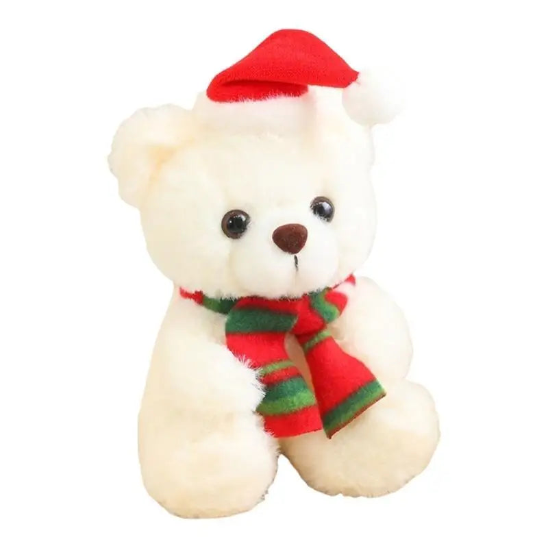 Christmas Plush Bear Toy – Embroidered, 20cm | Holiday Gift