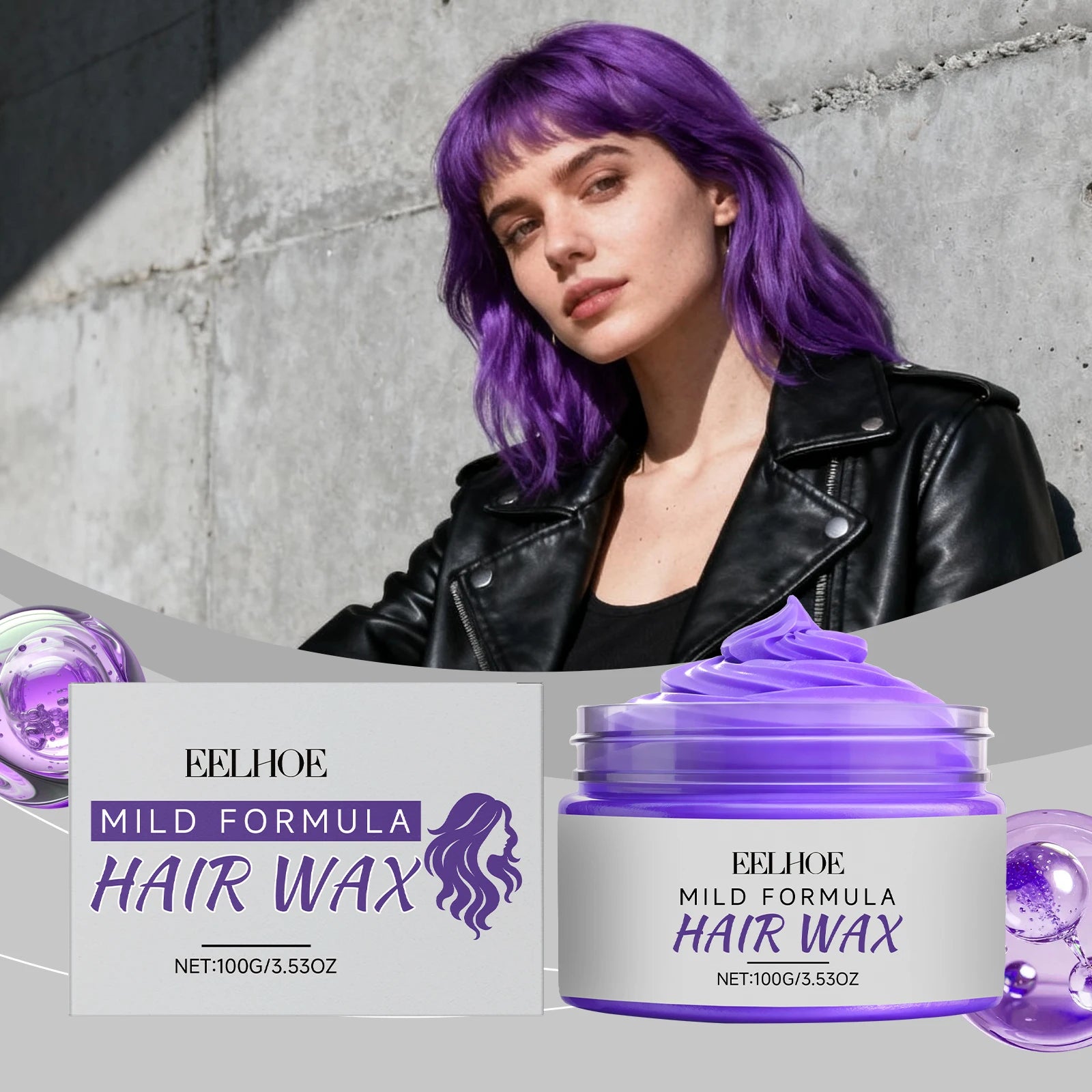 Eelhoe Purple Hair Wax – Instant Temporary Color, 100g Hair Color Wax Peaceful Pleasures Health and Wellness